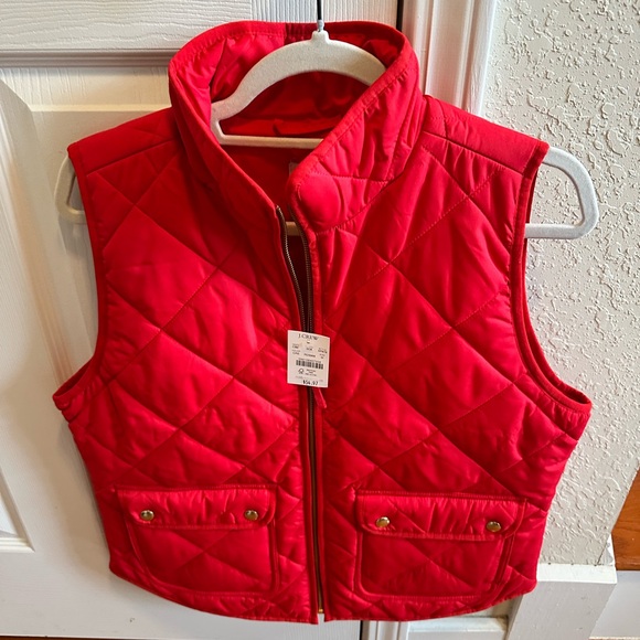 J.Crew Red Quilted Vest with Gold Zipper - Picture 5 of 6